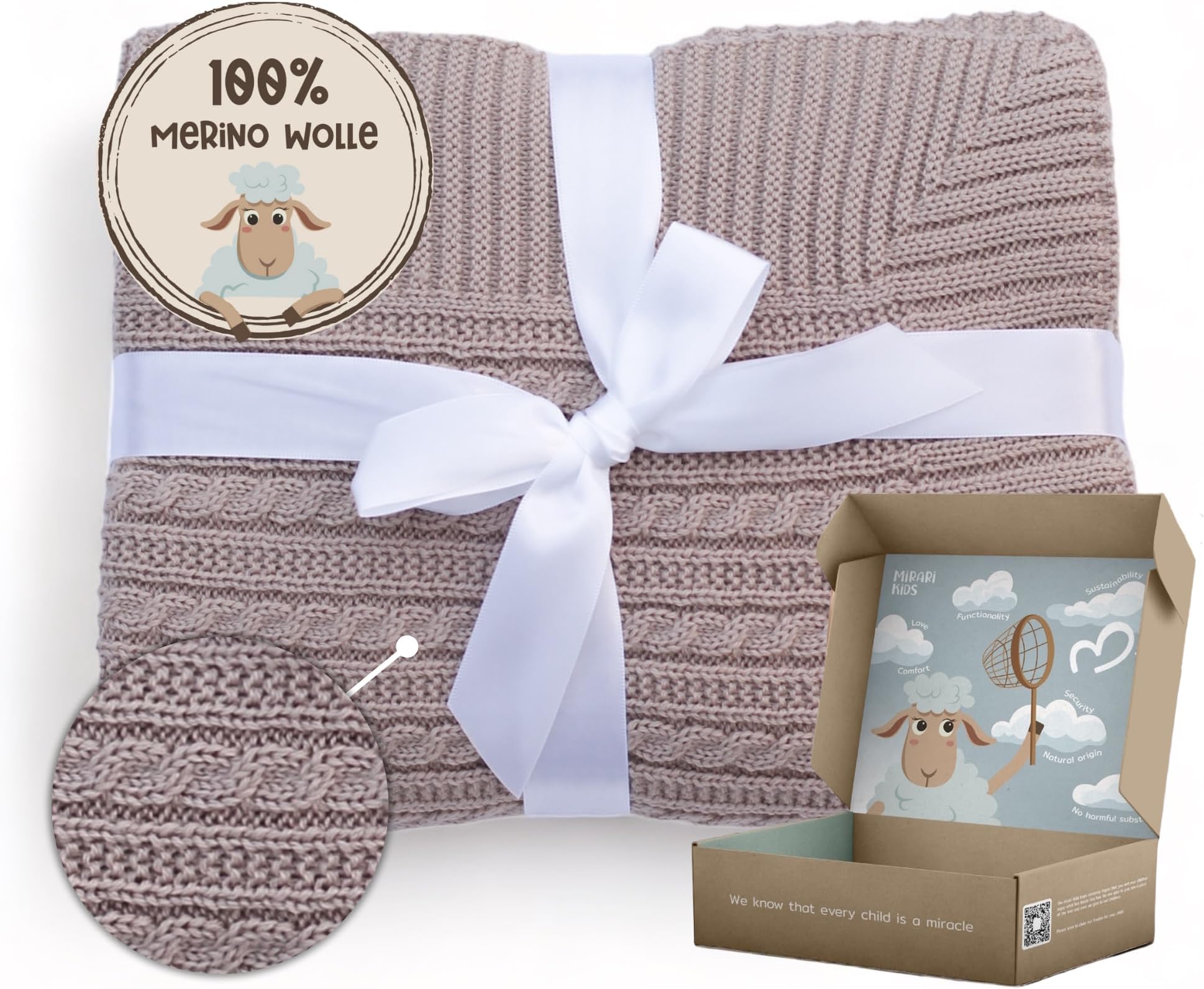 Merino Wolldecke 240x200 Cm – Kuschelig, Atmungsaktiv & Gesund Aus 100% Schurwolle (500g/m²)