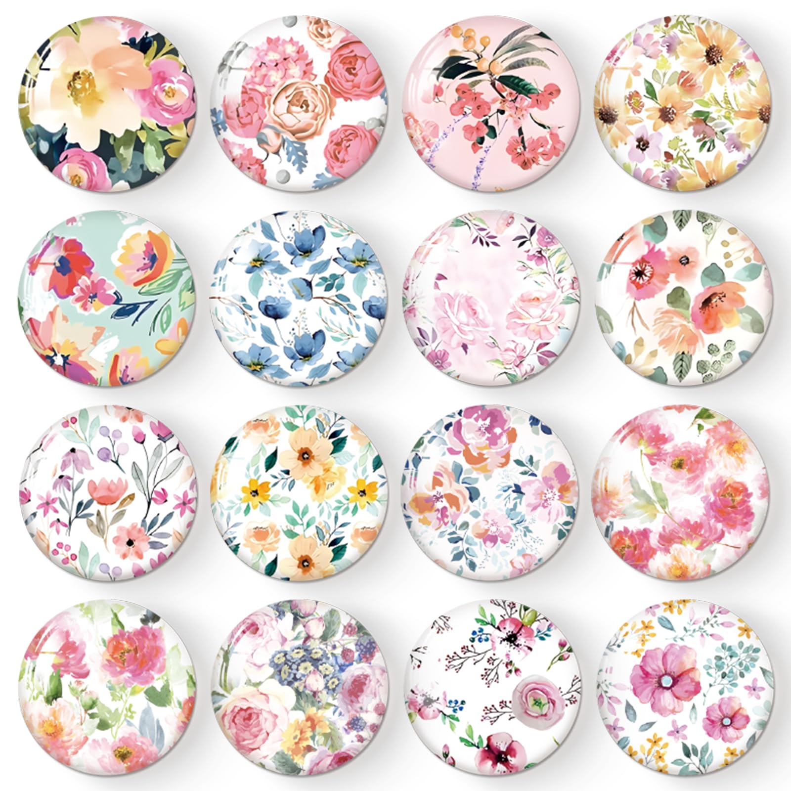 Imanes para nevera decorativos de flores coloridas juego de 16 piezas para pizarra y oficina
