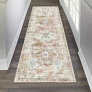 Pauwer Boho Hallway Runner Rug 2x6 Washable Entryway Area Rugs Non Slip Farmhouse Vintage Floor Mat Carpet Runner for Hallways Laundry Room Kitchen Bathroom Bedroom