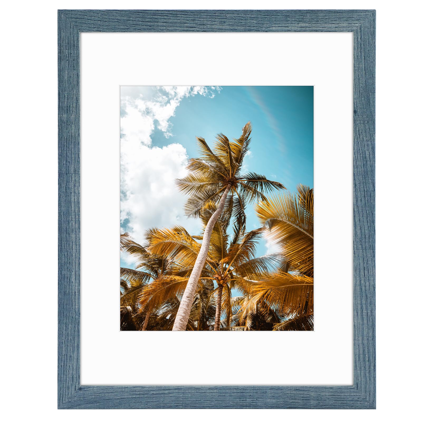 Frametory 11x14 Blue Picture Frame with Real Glass Mat for 8x10