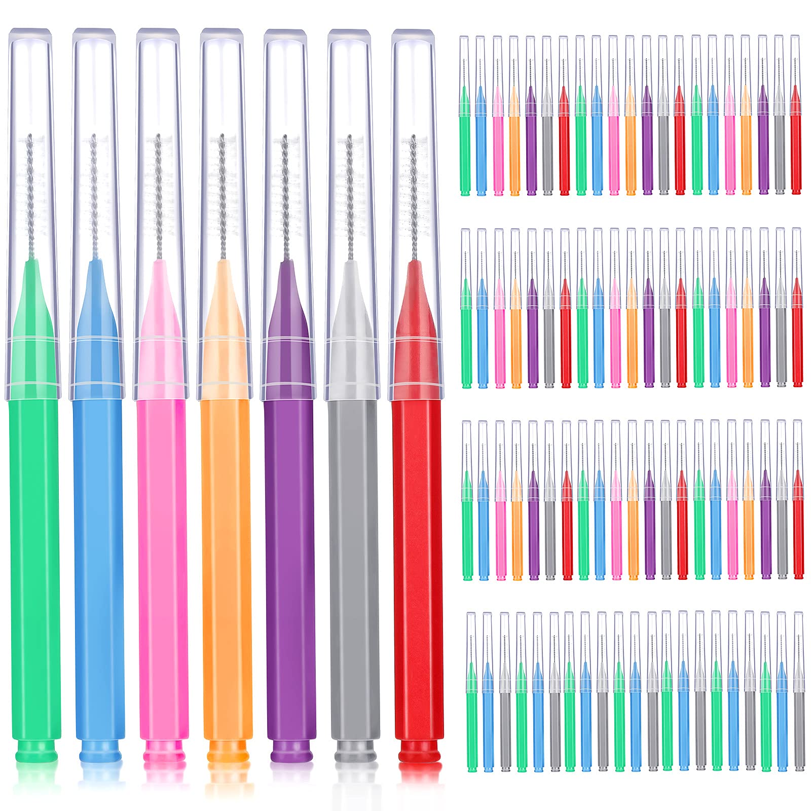 Patelai 100 Pcs Braces Dental Brushes,Warm Colors,Various Sizes