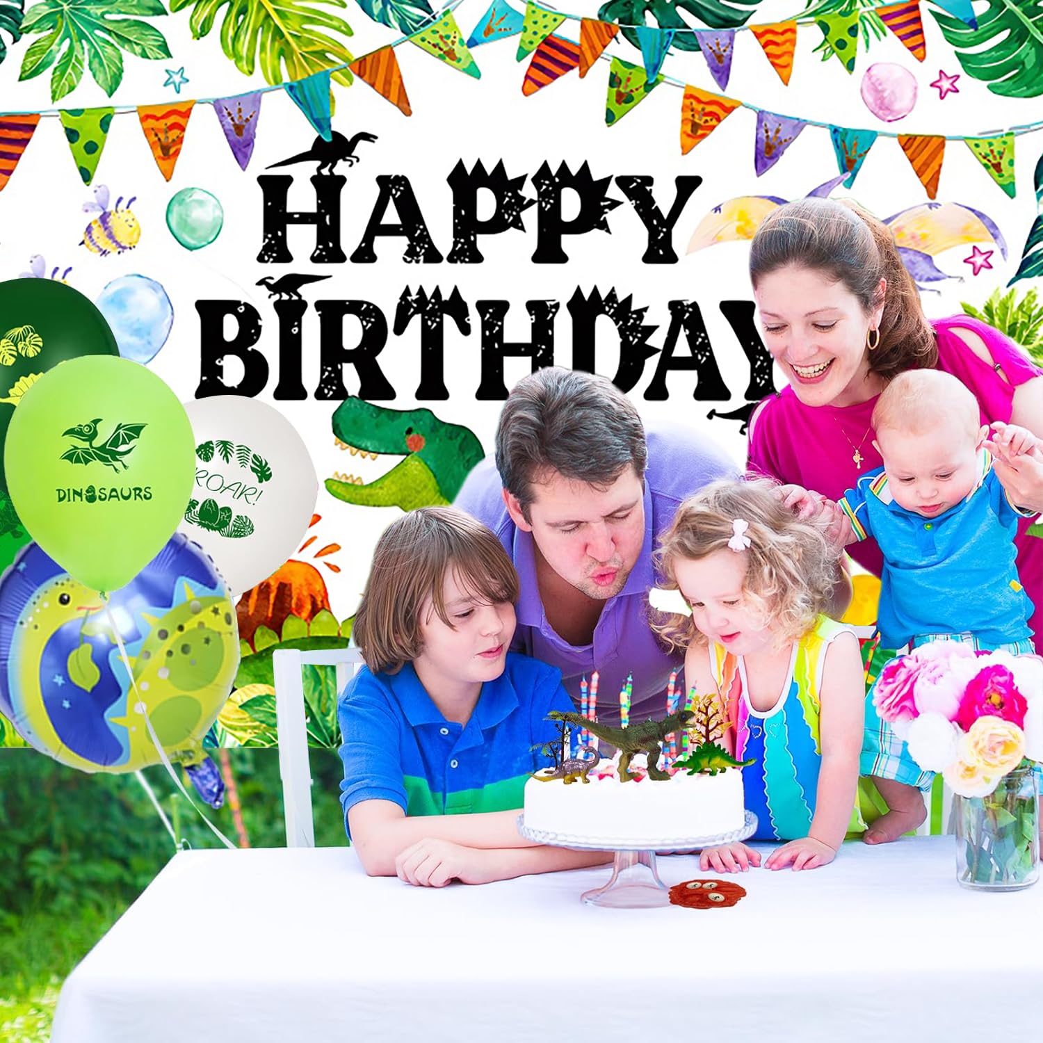 3x2m Telón de Fondo Dinosaurio de Dibujos Animados de Acuarela de la Selva de Dinosaurios Foto Feliz Cumpleaños Fotografía de Fondo Niños Niñas Dino Tema Cumpleaños Decoraciones