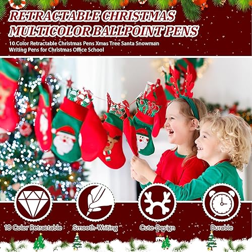 Miniatura 3 de Fulmoon Juego de 72 bolígrafos de Navidad, 10 en 1, multicolor, 6 colores, retráctil, regalo de felicitación de Navidad, árbol de Navidad, bolígrafo