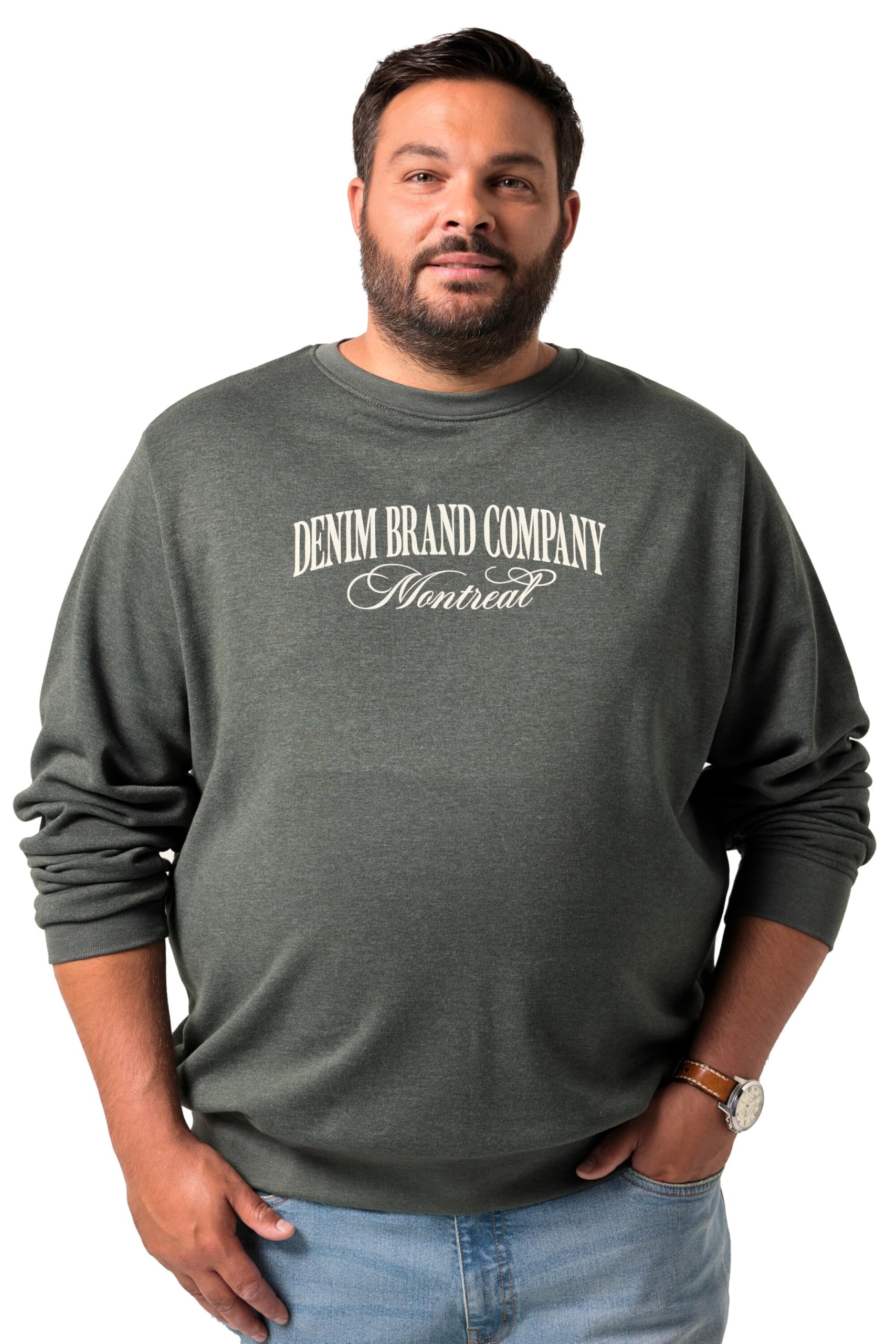 Men Plus Herren große Größen Übergrößen Menswear L-8XL Sweatshirt, Melangesweat, Brustprint 842285