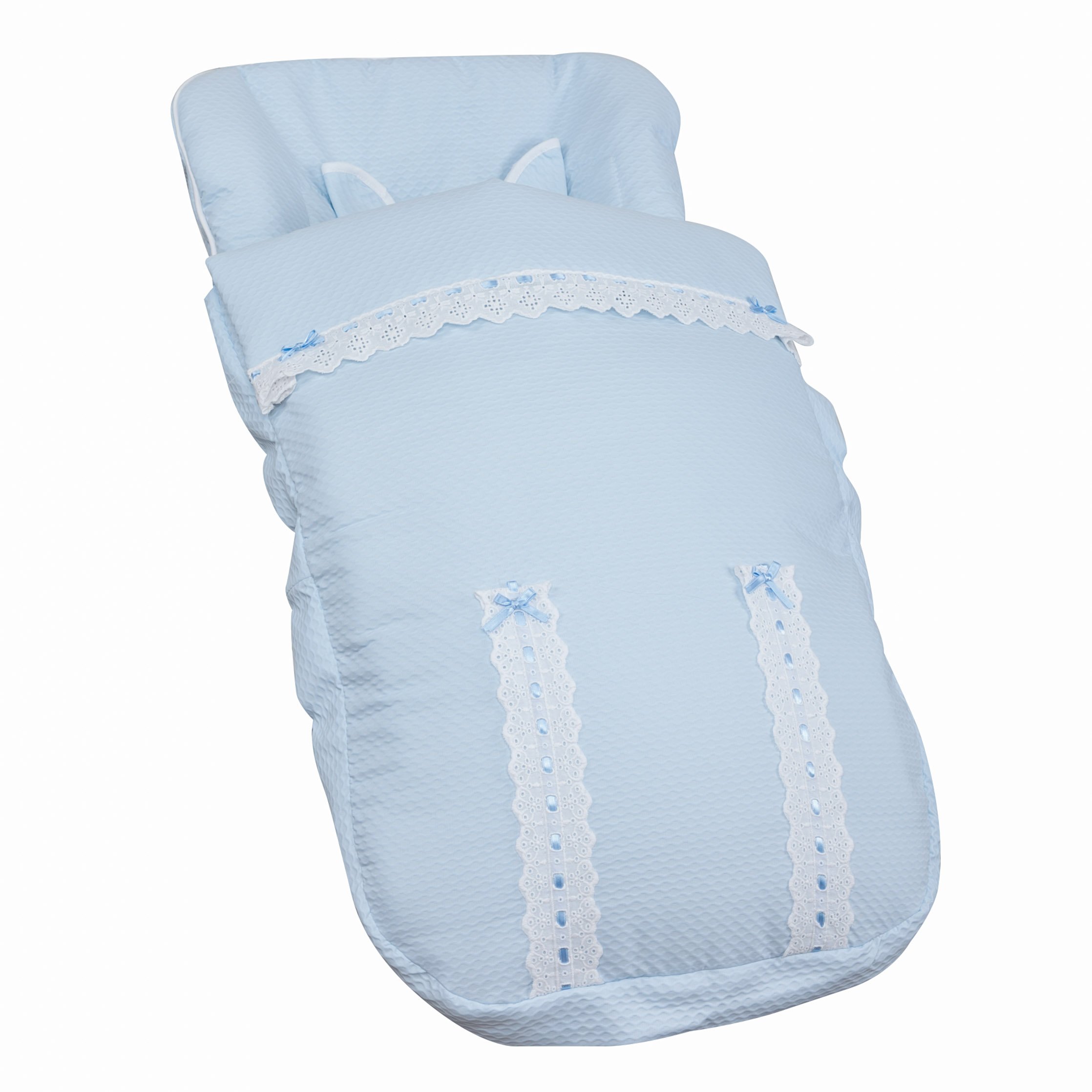 Saco de Bebé Universal Silla PIQUE ALTA GAMA CELESTE + Cubre Arnés de regalo, desmontable, tejido trasero 3D