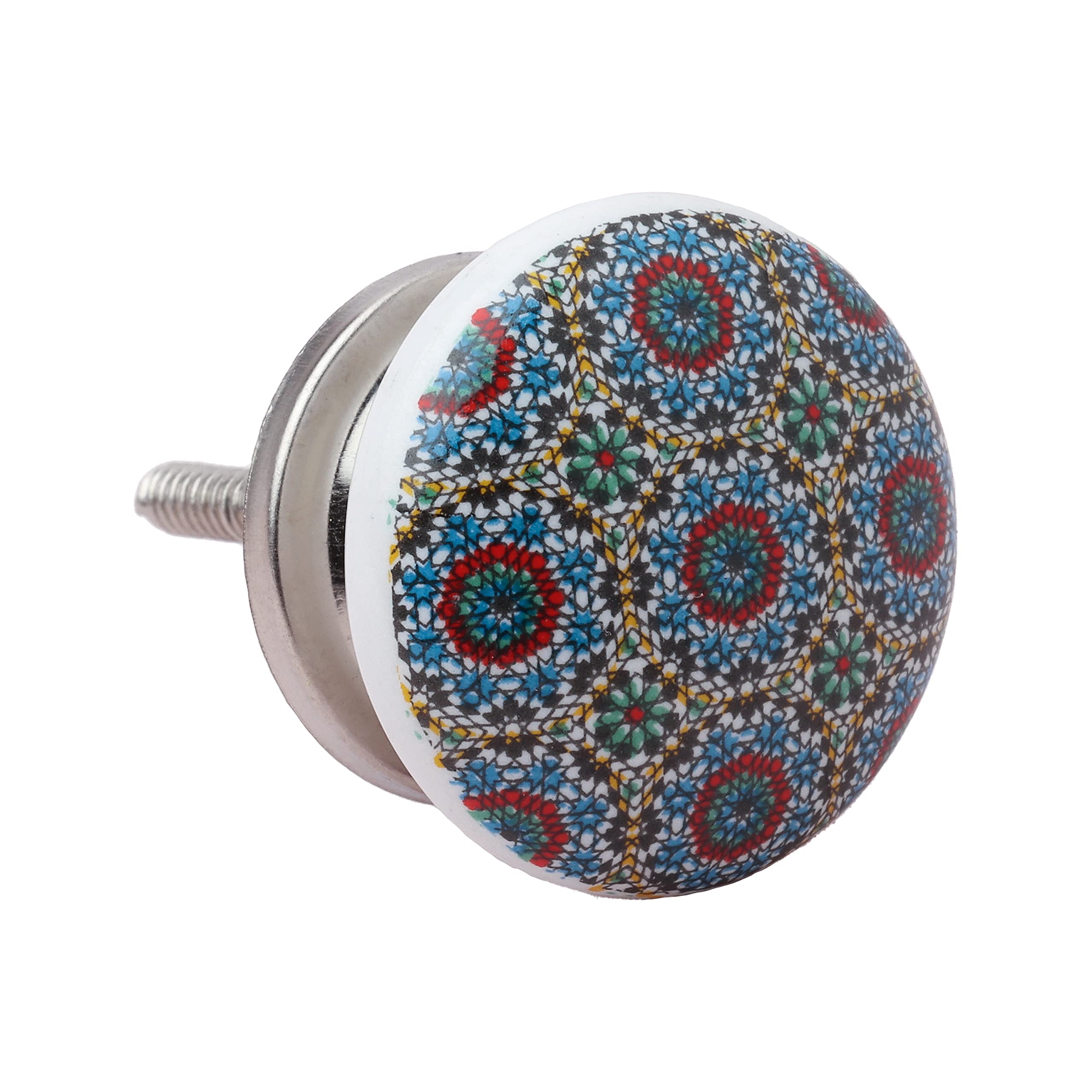 G Decor Multicolor Moroccan Ceramic Door Knob Vintage Shabby Chic Cupboard Drawer Pull Handle (Snowflakes)