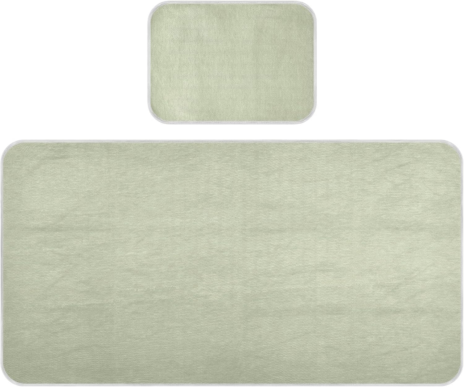 Baby Cooling Mat Sage Green Solid Ice Silk Breathable Mesh Summer Crib Mattress Pad with Pillowcase, Soft Cooling Sleeping Surface for Infant & Toddler, 52"x28"