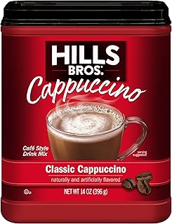 Hills Bros Instant Decadent Classic Cappuccino Mix with a Hint of Sweetness, Easy to Use and Convenient, Enjoy Coffeehouse Flavor at Home, Frothy, 14 Oz