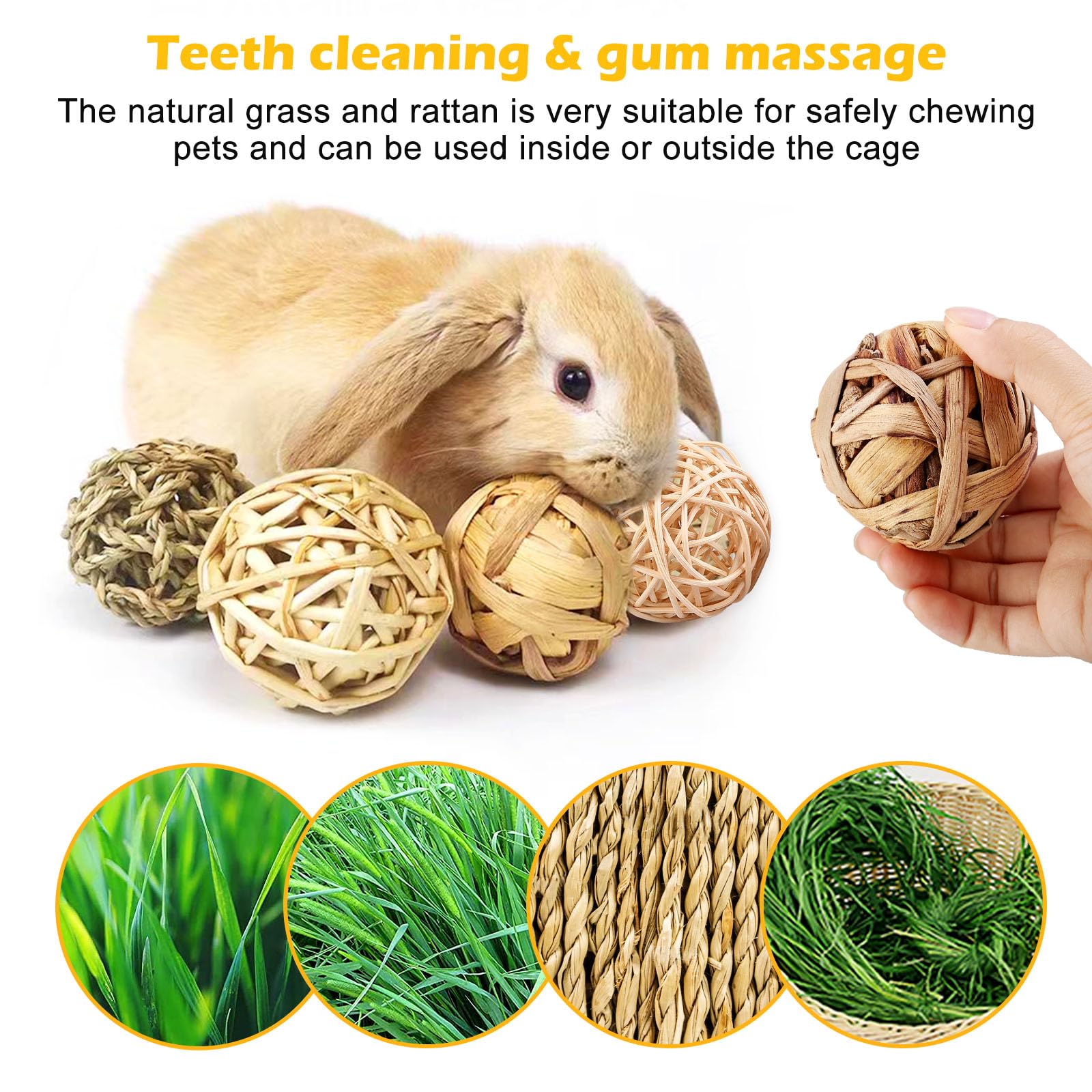 15 Piezas Masticar Juguetes Para Animales Pequeños, Bolas De Hierba Masticar Juguetes Masticar Pelotas Masticar Juguete Juguete Conejo Pelotas De Juego Para Conejos Hamsters Chinchillas Cerdos Gerbo