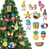 Vista 1 de Chunful 36 adornos para árbol de Navidad de verano, decoración colgante de madera para playa, rebanadas de madera, adornos de árbol de invierno