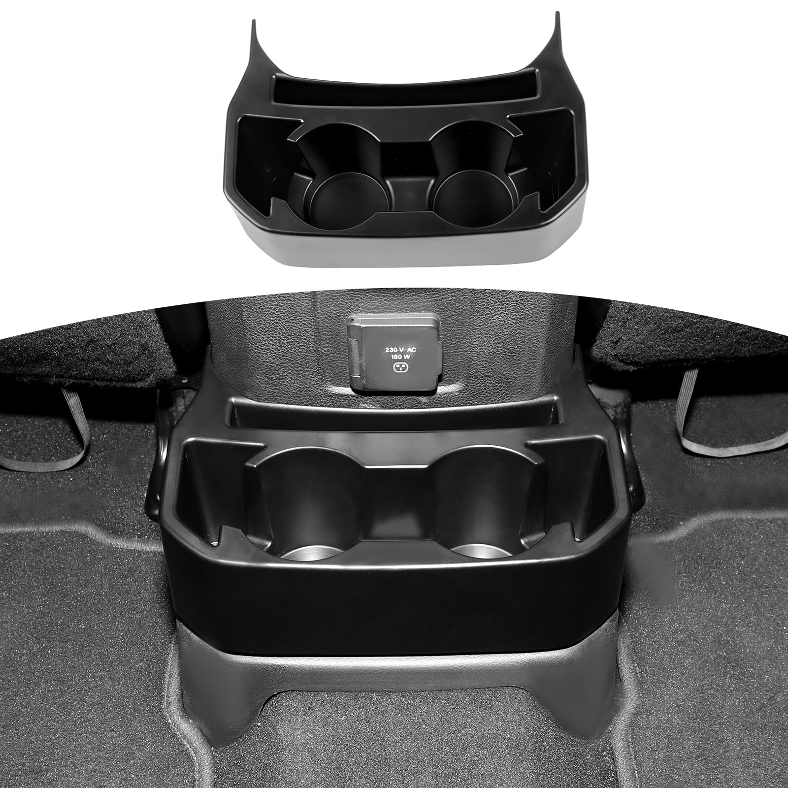 RT-TCZ for Jeep JL Rear Seat Cup Holder for Jeep Wrangler JL JLU Gladiator JT 2018-2024 Black Interior Accessories