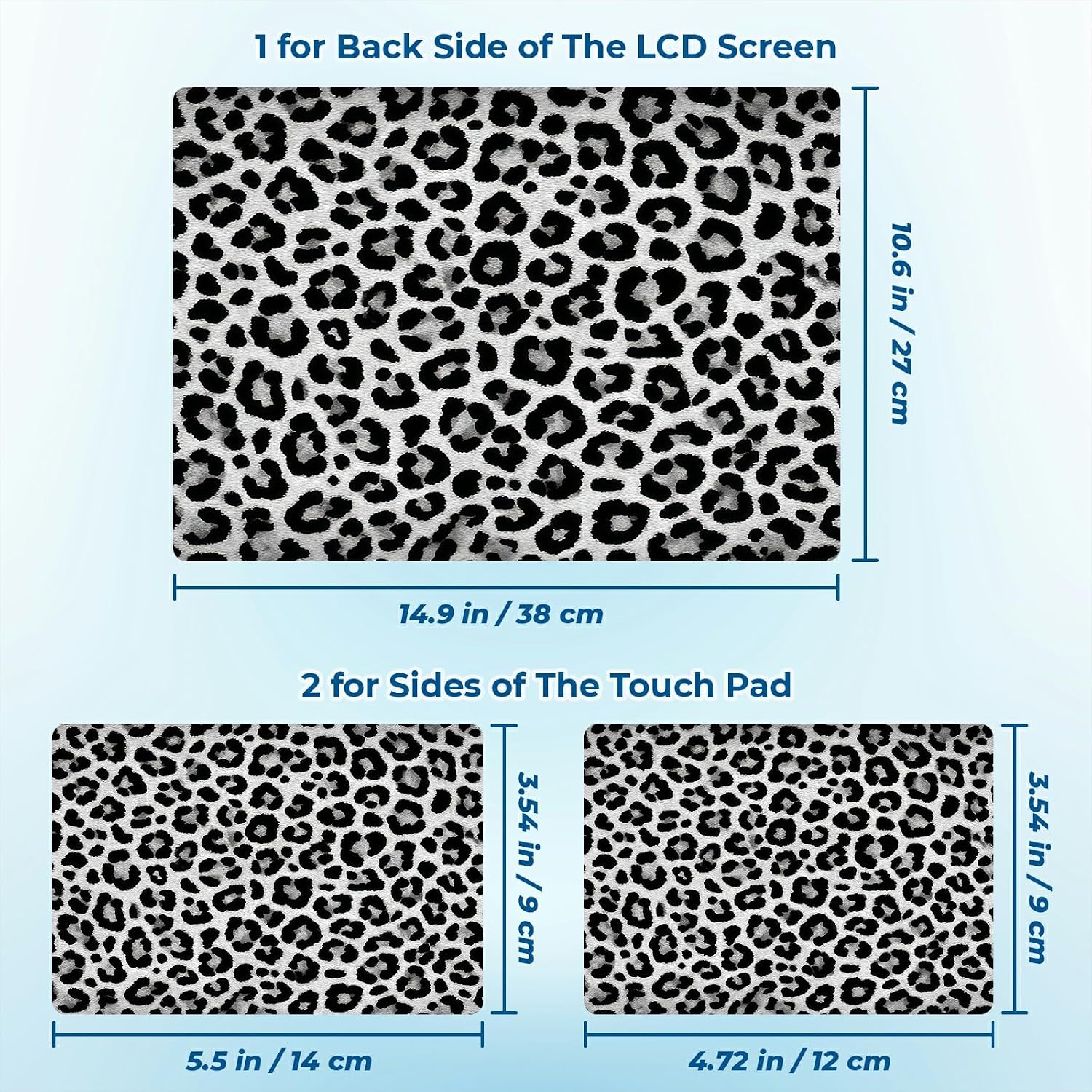 Reusable Universal Laptop Skin Sticker, Cut to Fit for 11.6–15.6 Inch Laptops, Waterproof Protective Film, No-Residue - Black White Leopard image 2