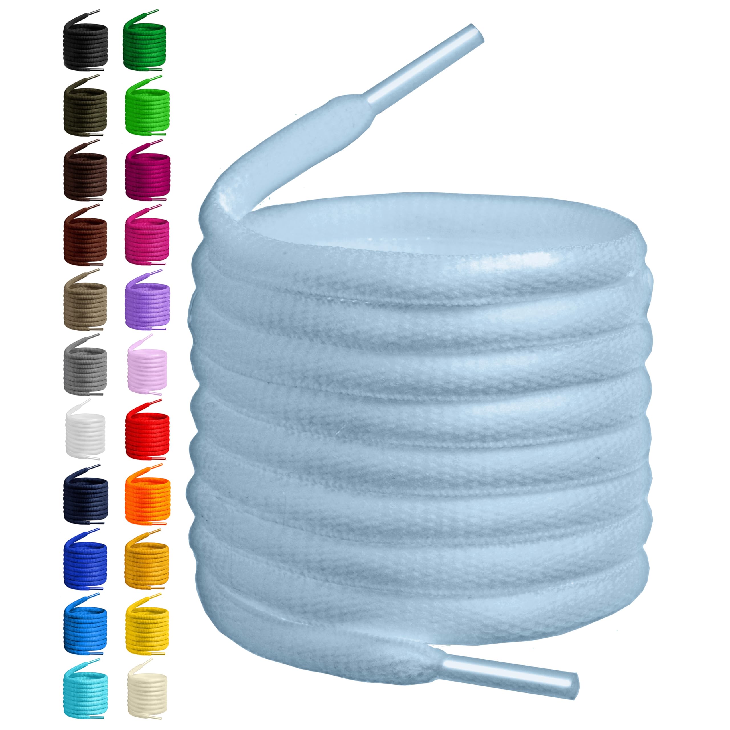 BIRCH's Oval Shoelaces 27 Colors Half Round 1/4" Shoe Laces 4 Different Lengths