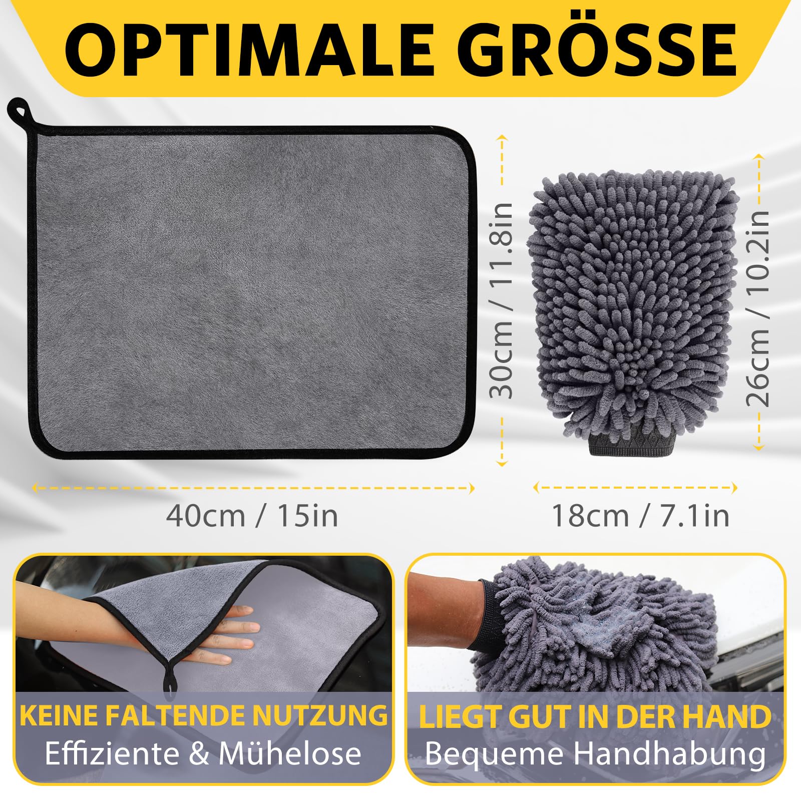 Auto Pflege Set - 5-teilig Mit Mikrofasertüchern & Handschuhen