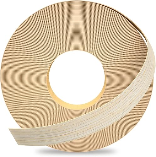 GSCIT Club Bandas de borde de roble, rollo de 1 pulgada x 50 pies de bandas de borde de chapa - Cinta de madera real flexible previamente pegada