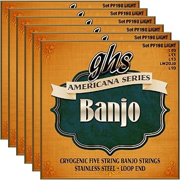 GHS Americana Series Banjo Light 10-20 6 Pack Bundle