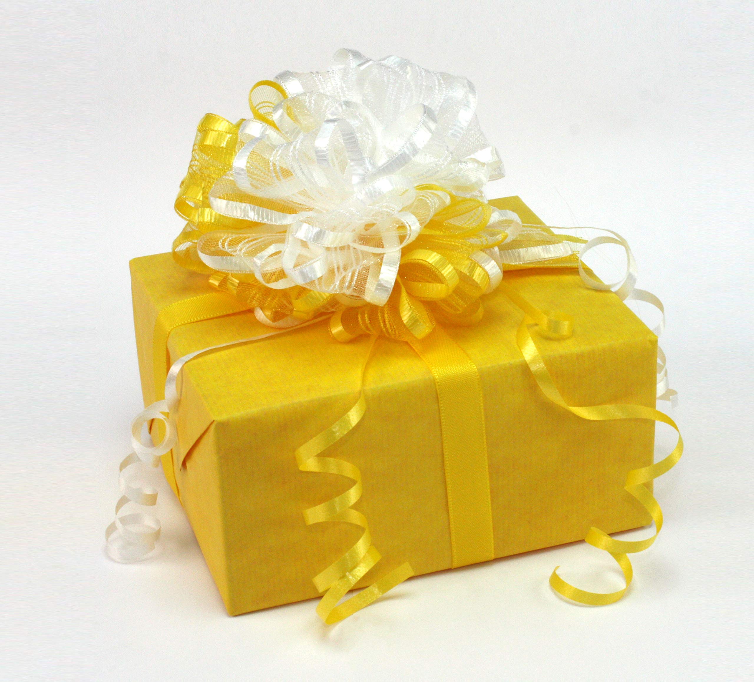Präsent - Venedig Pull Bow Ribbon Yellow 40 mm width, 25 m length, Colorful, 40mm - 25m - Image 2