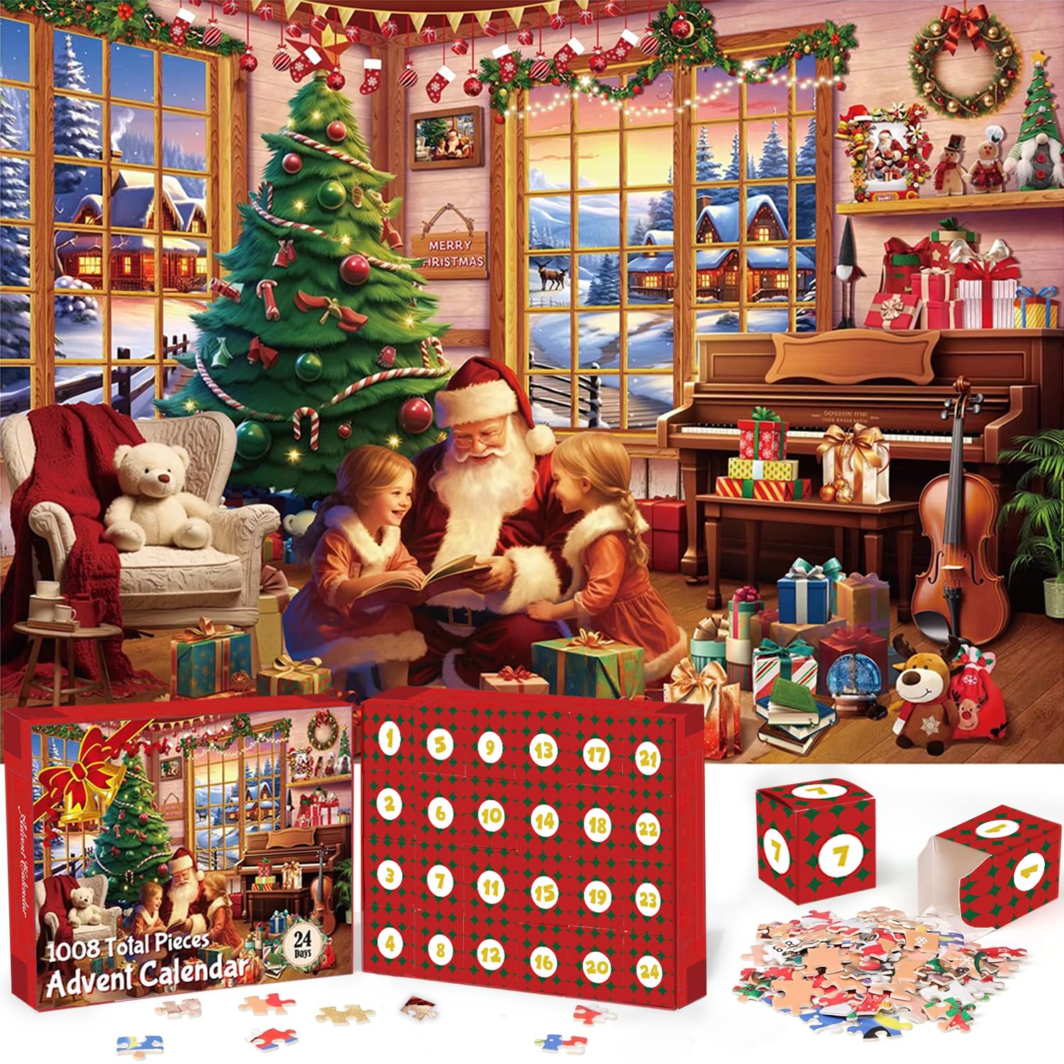 Christmas Advent Calendar 2024 Puzzles with 1:1 Reference Poster