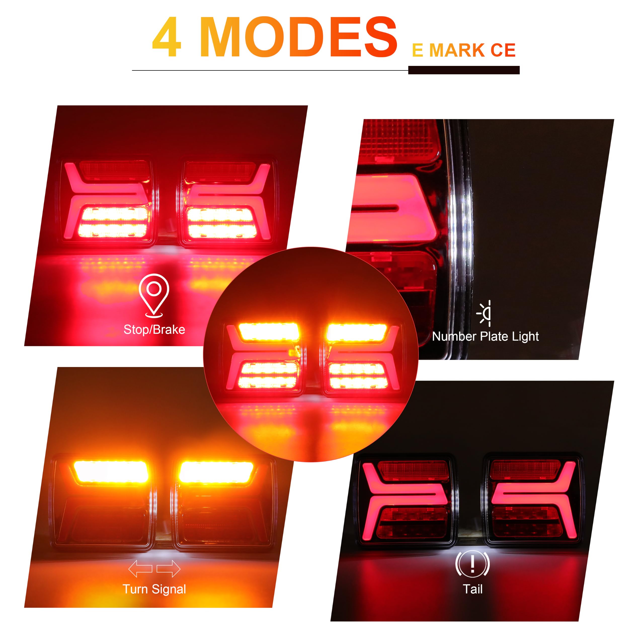 Set di fanali posteriori a LED per rimorchio, 12/24 V, magnetici, wireless, impermeabili, per camion, roulotte o camion, omologate ECE EMV