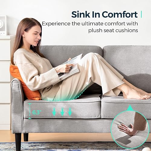 Miniatura 4 de Sofá biplaza de 58 pulgadas de ancho, sofá pequeño moderno y cómodo para dormitorio y sala de estar, sofá biplaza pequeño para espacios pequeños,