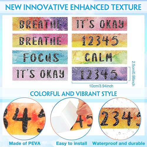 Miniatura 9 de 36 tiras sensoriales de arco iris, calcomanías calmantes para ansiedad, calcomanías sensoriales para respiración, adhesivos táctiles con textura