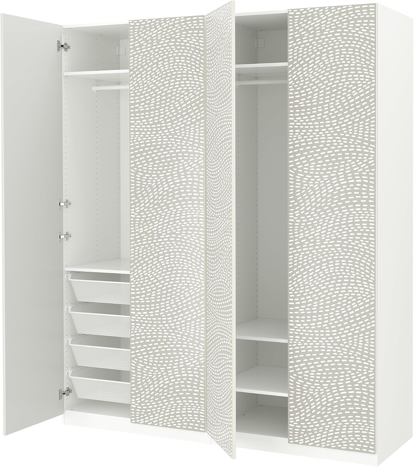 PAX/MISTUDDEN Wardrobe combination, white/grey patterned, 200x60x236 cm