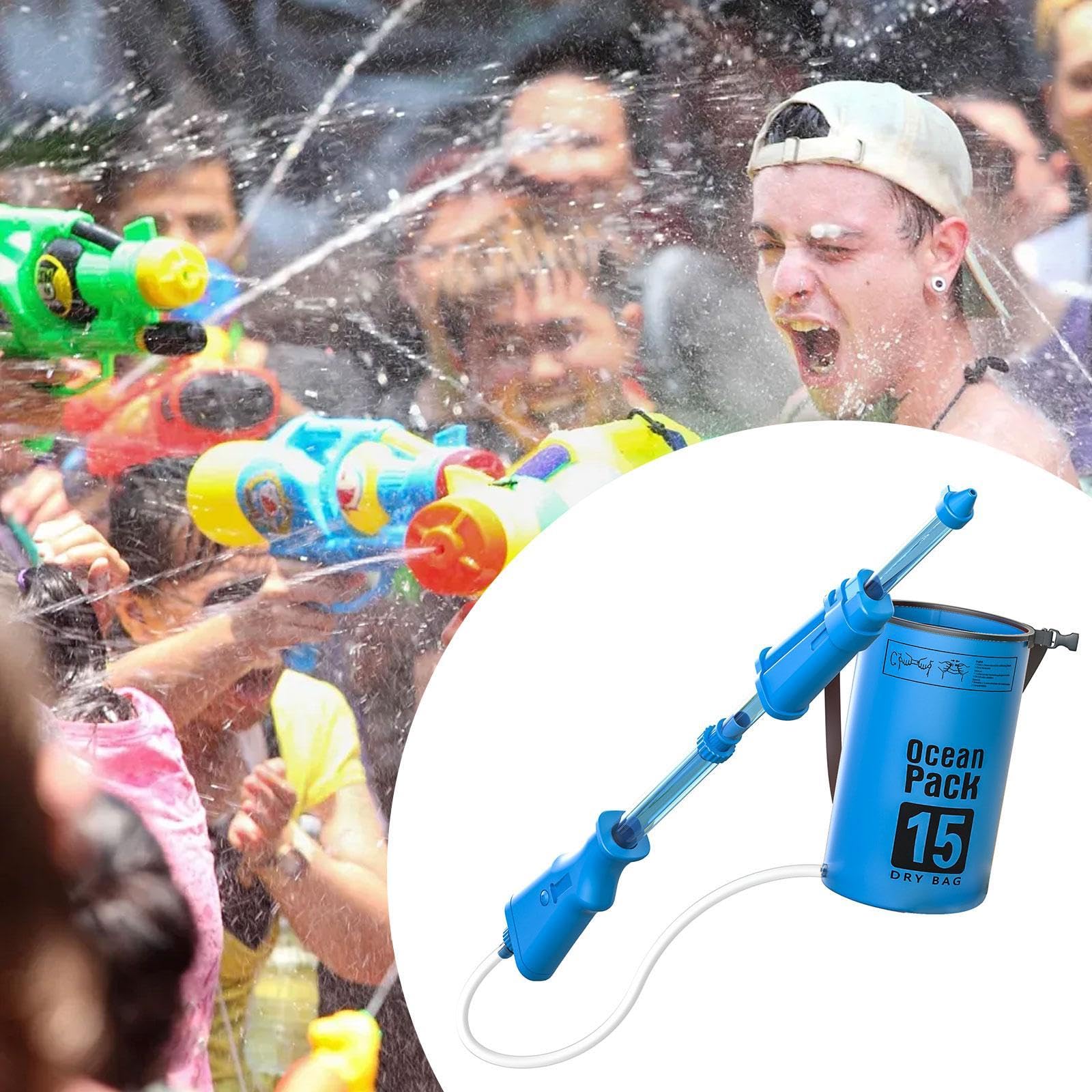 Qianly Backpack Wasser Spritzer Set Multifunktionales Spritzspielzeug mit Ziehfunktion Haltbares Pp Material Große Kapazität Kompakter Sprinkler für Outdoor, Blau
