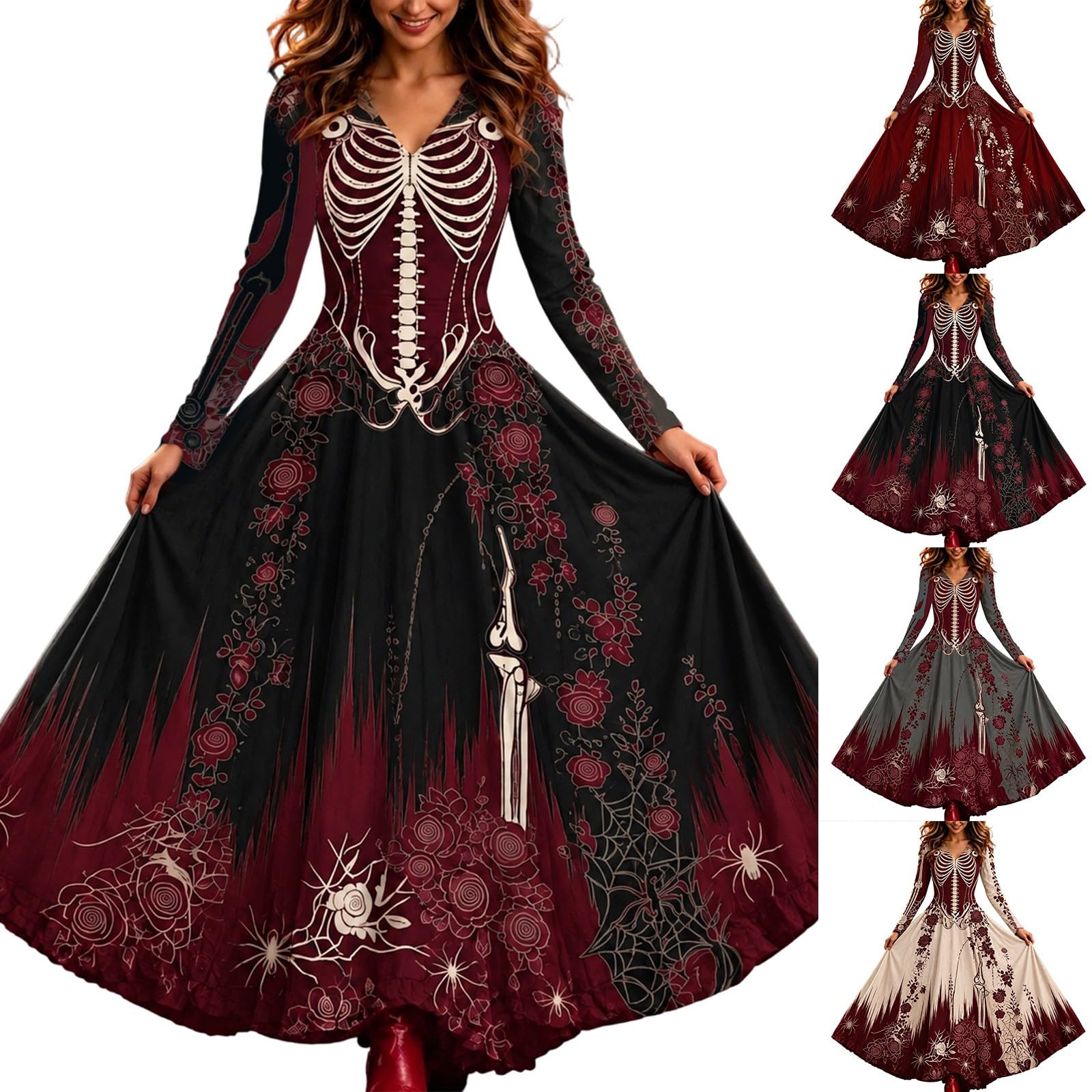 Halloween Kostüm Damen Gruselig Vampir Skelett Horror Braut Kleidung