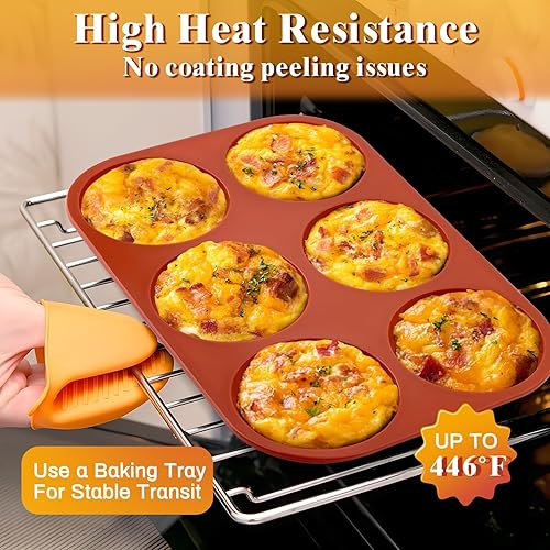 Miniatura 4 de Ocmoiy Molde de silicona para huevos de 4 pulgadas para sándwiches de desayuno, paquete de 2 moldes antiadherentes de silicona jumbo para panecillos