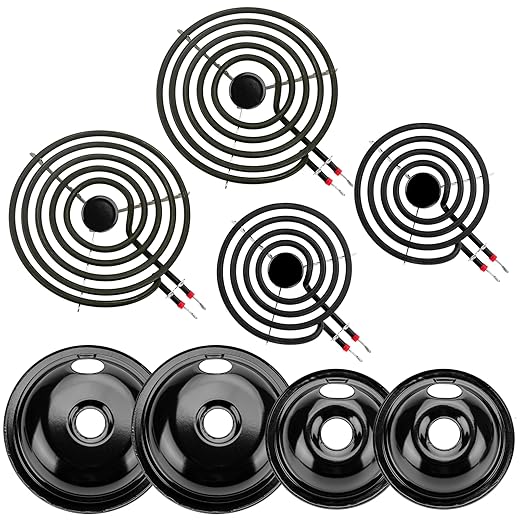 5304430149 5304430150 Black Porcelain Drip Pan Set & MP22YA Electric Range Burner Element Unit Set by Cenipar-Compatible with Frigi-daire Ken-more Cros-ley Tap-pan Range Oven/Stove