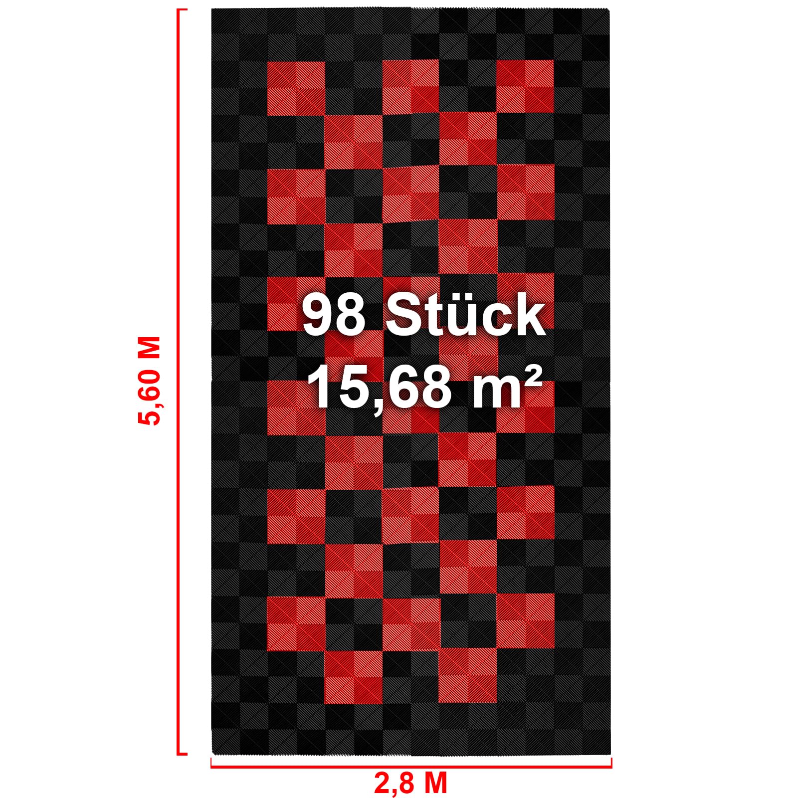 Tenzo-R Performance Bodenfliesen Garagenboden Floor 2,8mx5,6m Schwarz Rot Set2 Tenzo-R Performance Bodenfliesen Garagenboden Floor 2,8mx5,6m Schwarz Rot Set2