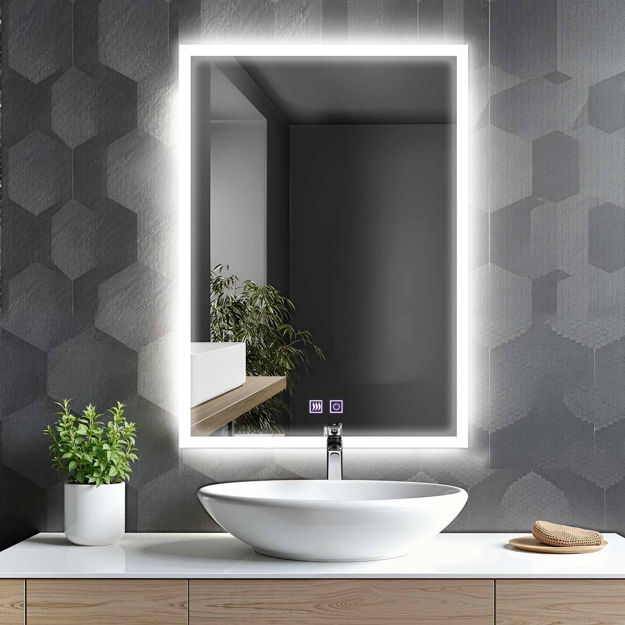 Amazon.co.jp: ミルオ君の鏡工房 LEDミラー 鏡 曇り止め 浴室鏡 LED