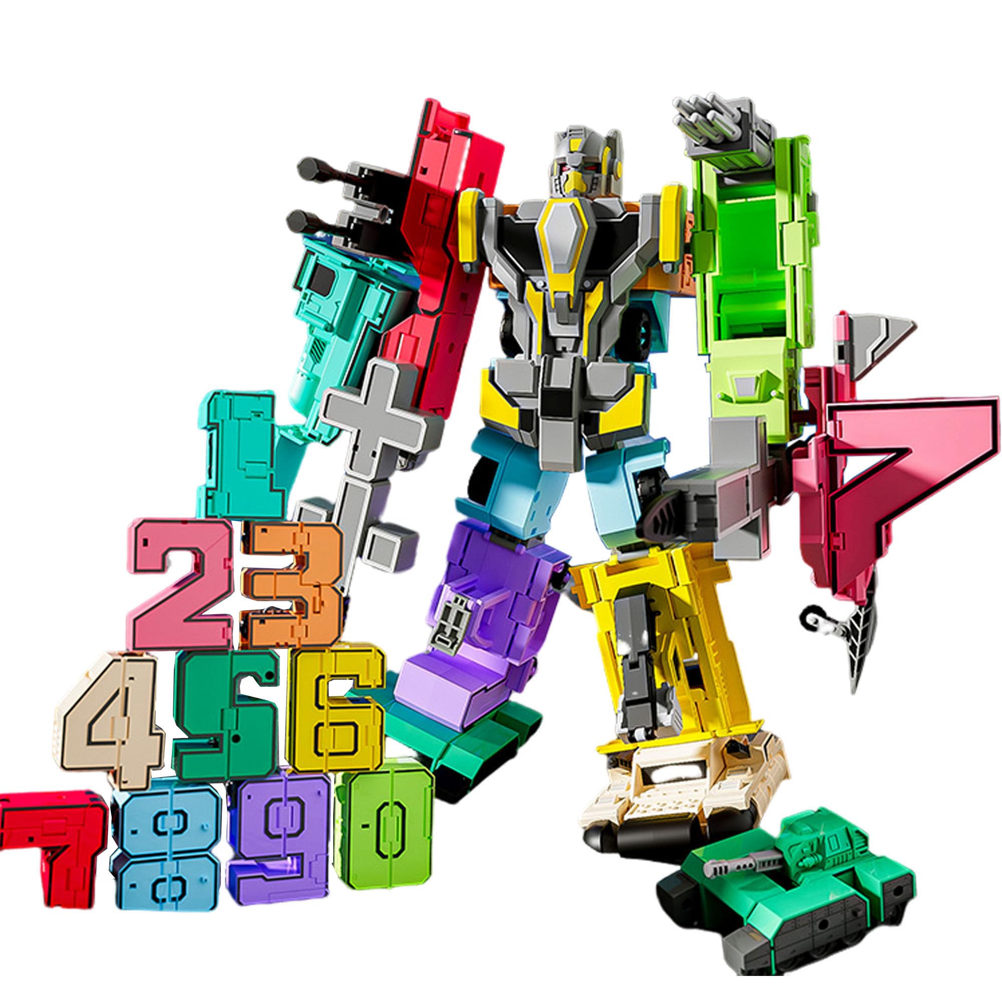 Robots Numéricos Transformables, Juguetes Transformables para Regalo de Cumpleaños, Juguetes Intelectuales para Niños, Robots Educativos 3-6 Años Niños Jugando Aprendiendo (Type 1（0-9）)