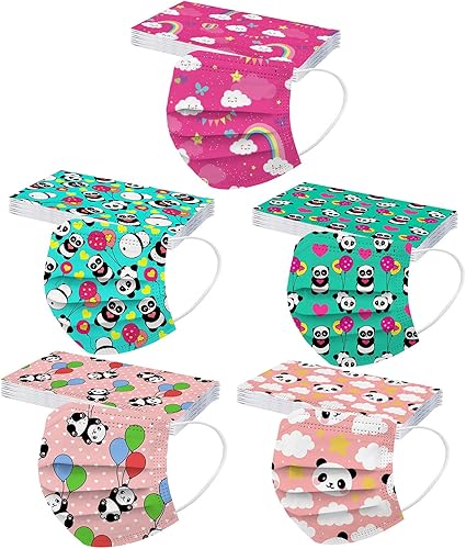 Miniatura 2 de Mascarillas desechables para niños, estampadas con diseños de caricaturas, estrellas, astronautas, mariposas y arco iris, para volver a la escuela,
