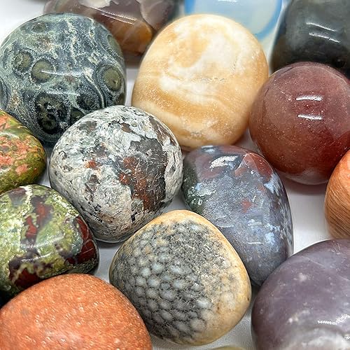 Miniatura 6 de Juego de piedras preciosas pulidas de color natural mezclado de 2 libras, piedras preciosas para reiki, chakra, curación, decoración del hogar