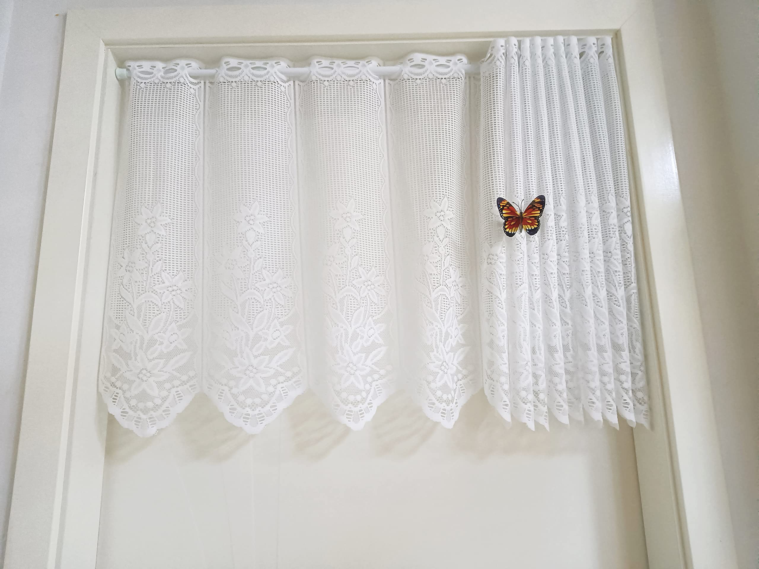 Zazdrostka, długa, żakardowa, koronkowa, bistro, haftowana, styl dworkowy, zasłona vintage, biała (szer. x wys. 208 x 150 cm), 1 sztuka