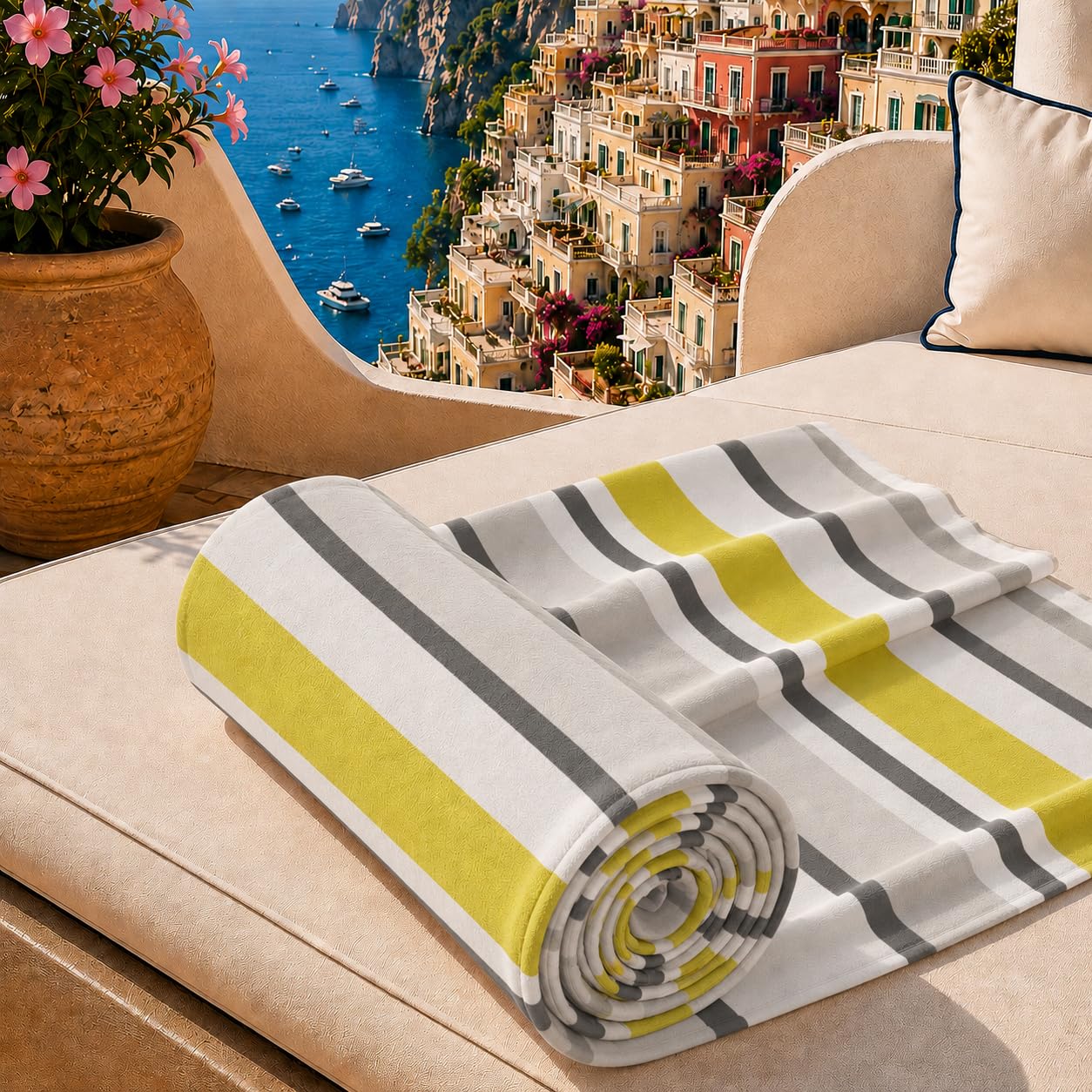 PETTI Artigiani Italiani - Microfibre Beach Towel, Beach or Pool Towel, Beach Towel, Large 90 x 180 cm, Millerighe 33