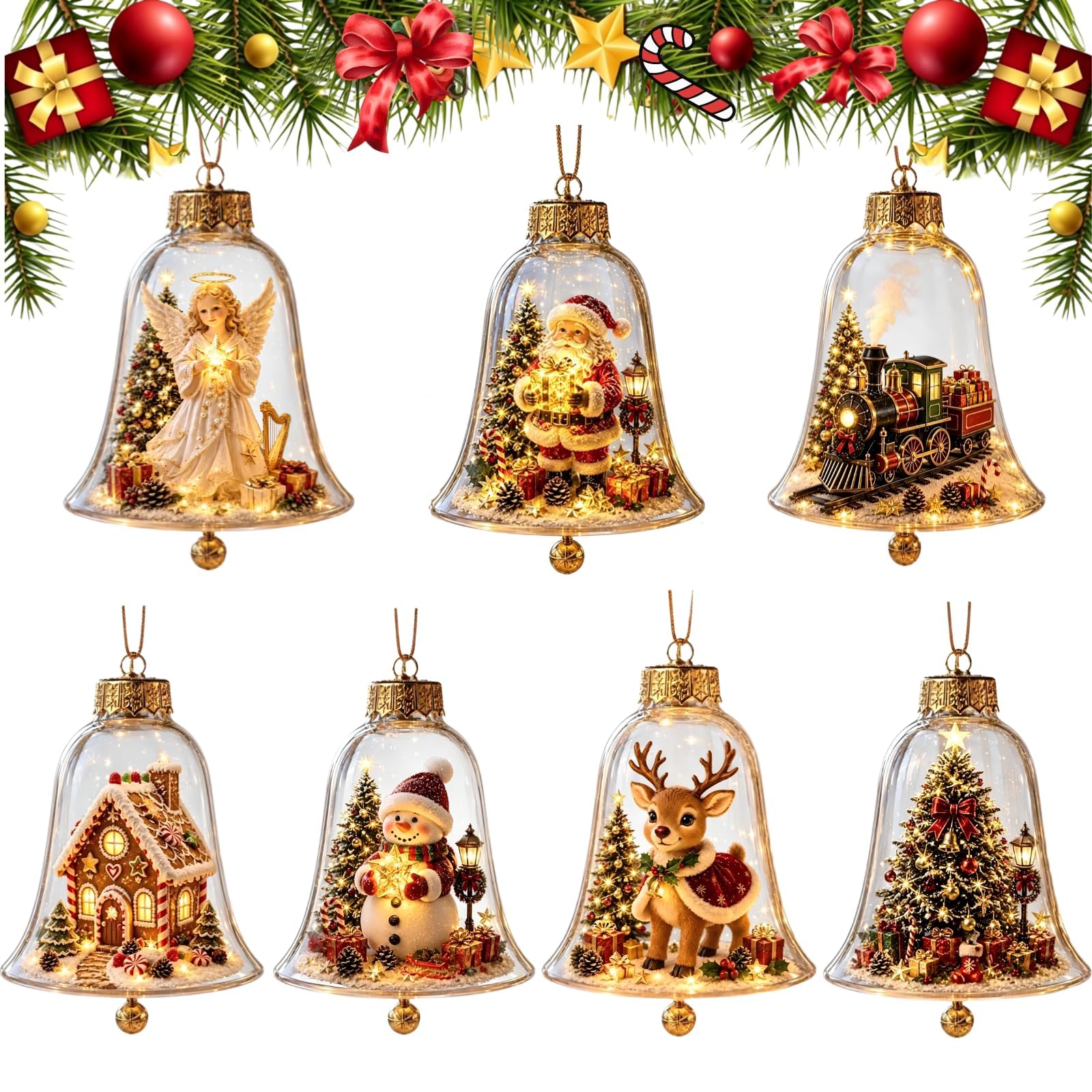 Glowing Christmas Story Ornament,Christmas Ornaments Glowing Holiday Scene (7pcs) — image 1