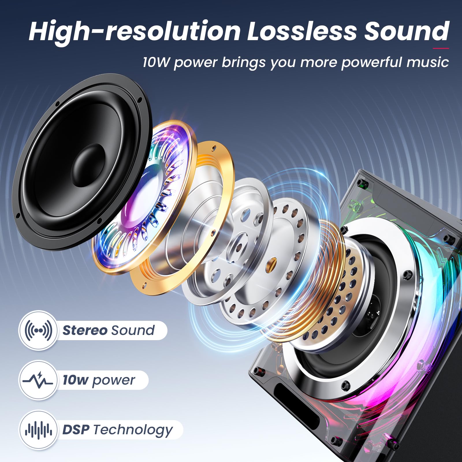 PKBD Karaoke Machine 2 Microphones for Adults Kids Portable Bluetooth Speaker with 4 Voice Changing Effects and 5 Light Effects - Image 2