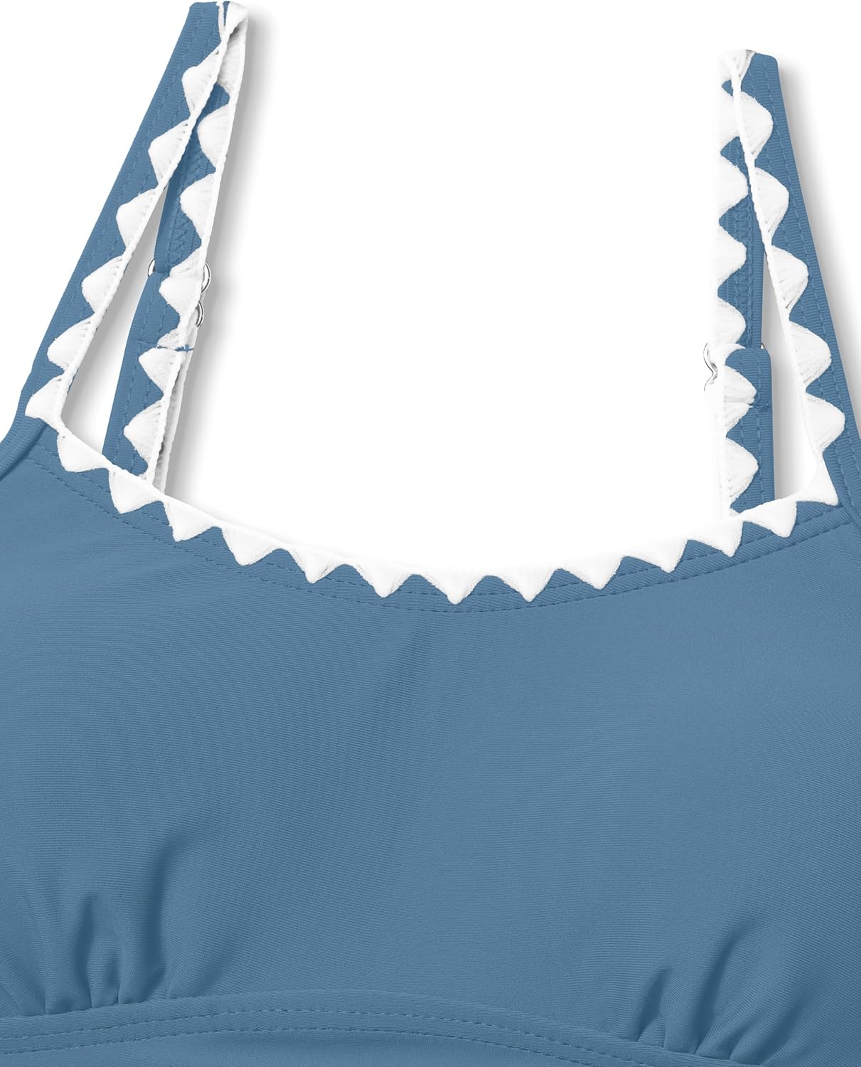 Girls Swimsuit Solid Color Tankini Contrast Trim Swimwear 2 Piece Bathing Suit Padded Swimsuits for Teens 9-16Y - Image 7