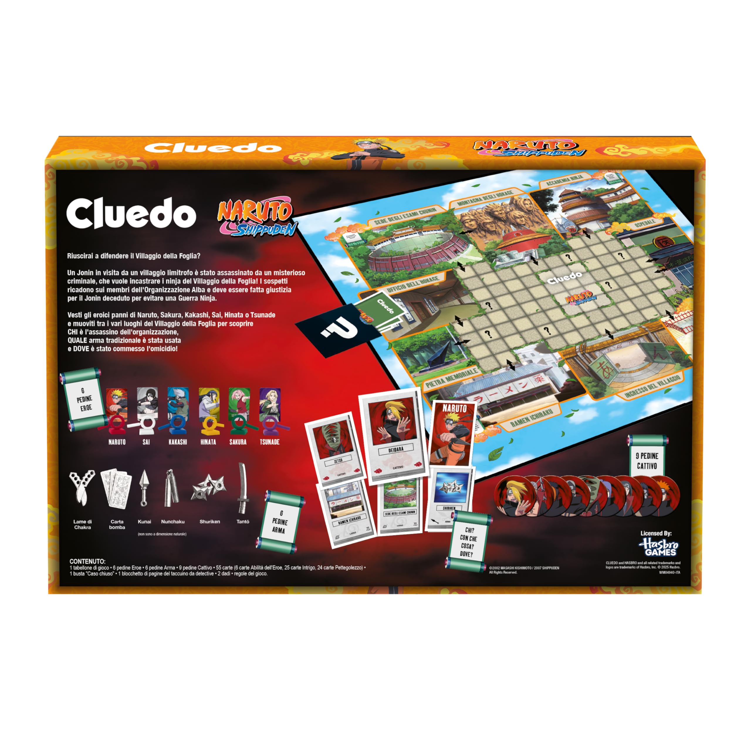 Winning Moves Cluedo Gioco da Tavolo Italiano Naruto - Giochi da Tavolo Adulti e Bambini, per 2 a 6 Giocatori, Giochi da Tavolo Bambini 8 Anni