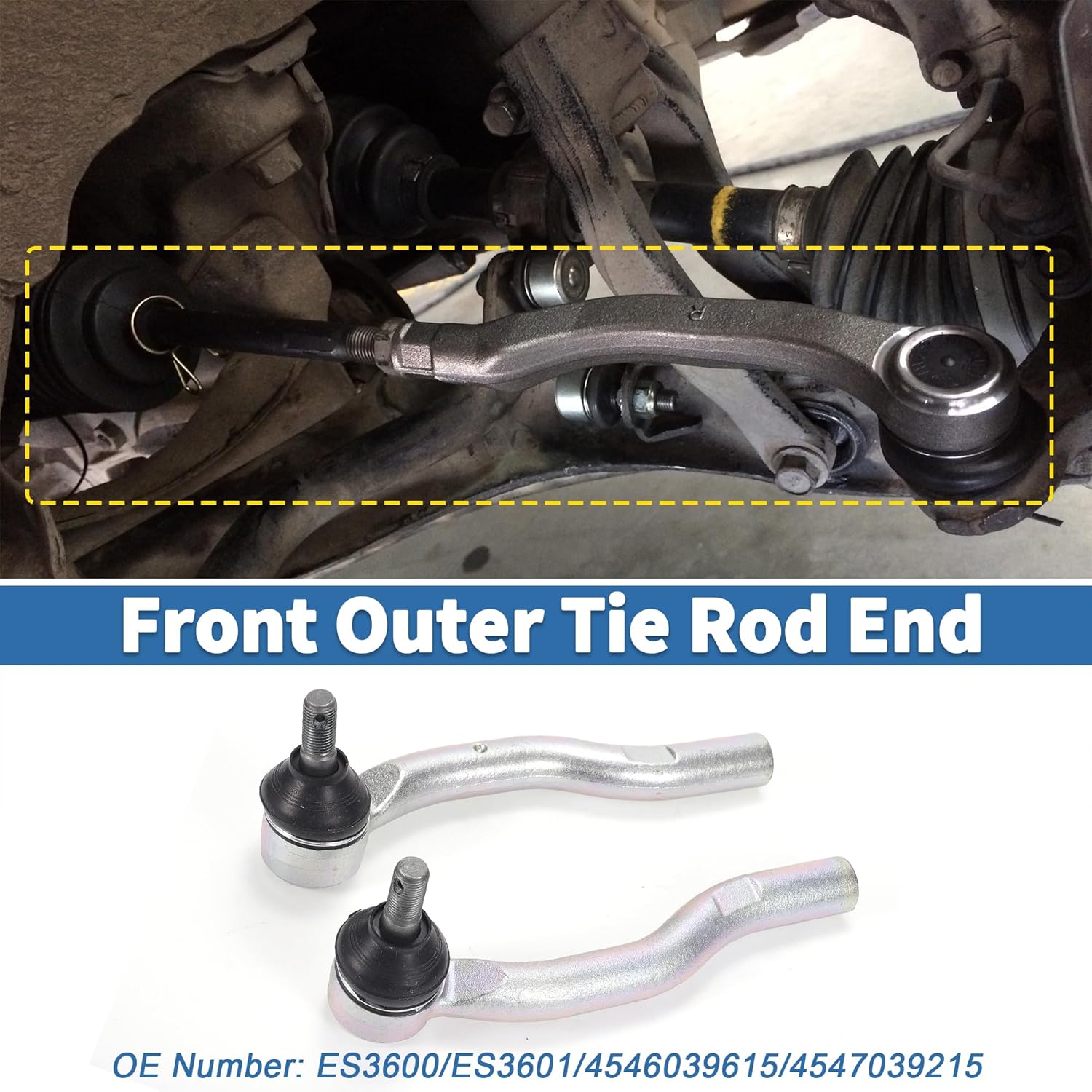 X AUTOHAUX 2pcs Front Outer Tie Rod Ends Kit Suspension Steering Tie Rod End for Toyota Camry 02-03 for Lexus ES300 02-03 No.ES3600/ES3601/4546039615/4547039215