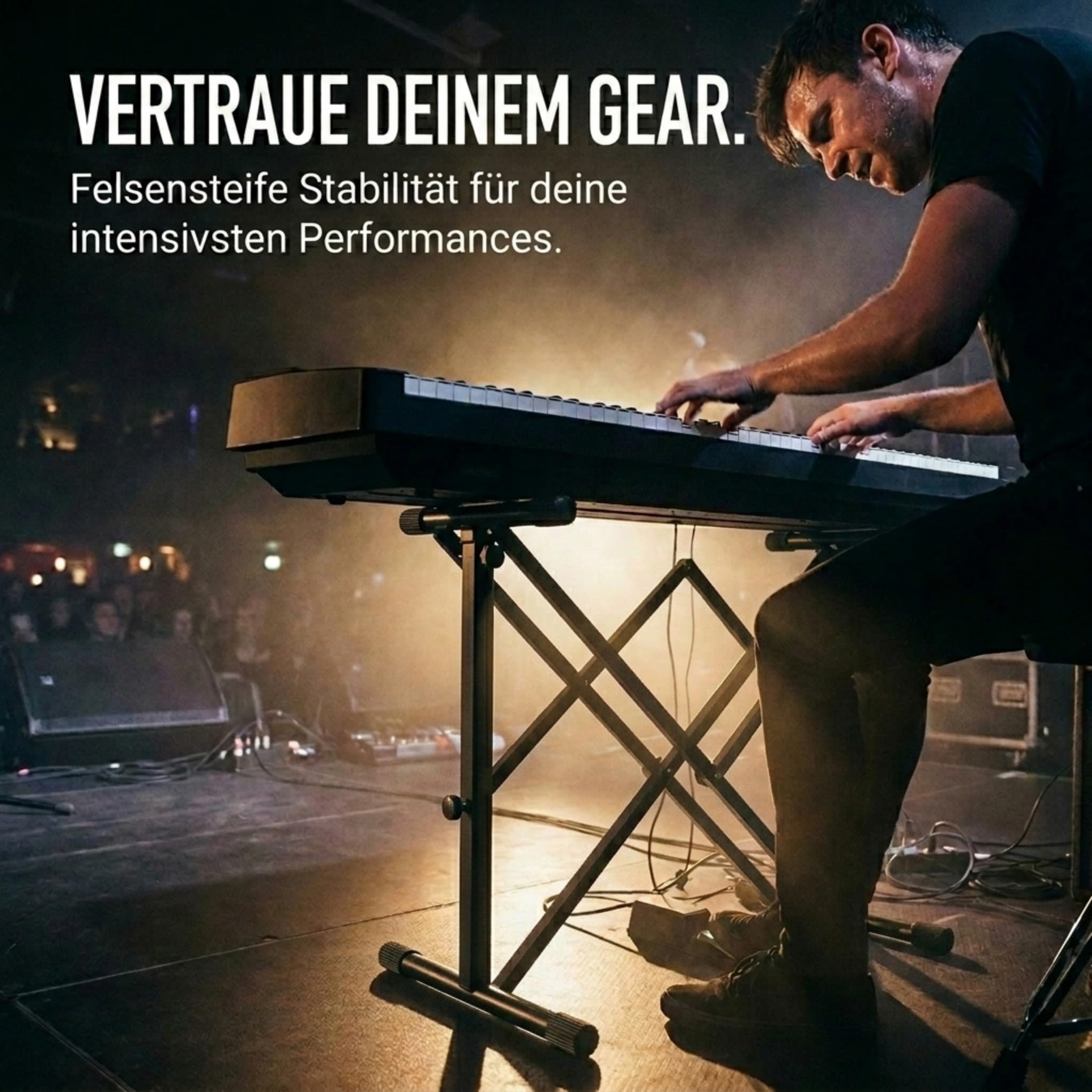 Classic Cantabile KBA-880BK Keyboard- und Mixertisch (höhenverstellbar von 61 bis 85 cm, einfach zusammenklappbar, ausziehbar bis 80 cm Breite, stabile Stahrohrkonstruktion) Schwarz