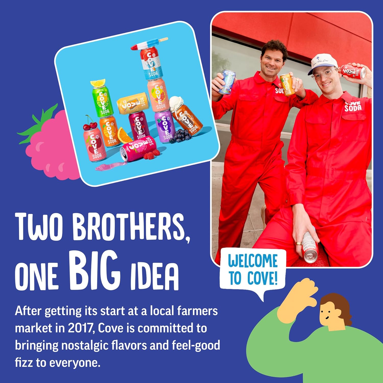 Cove Prebiotic Soda Soft Drinks with Zero Sugar - Refreshing Healthy Soda Alternative with 4g of Fiber for Digestive Support - Natural, Caffeine Free Sparkling Beverage - Frozen Favorites, 12 Pack