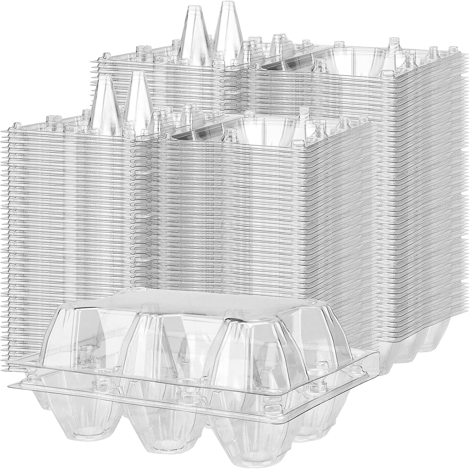 FUNSUEI 120 Pack 6 Eggs Clear Plastic Egg Cartons Bulk, Reusable Empty Egg Carton