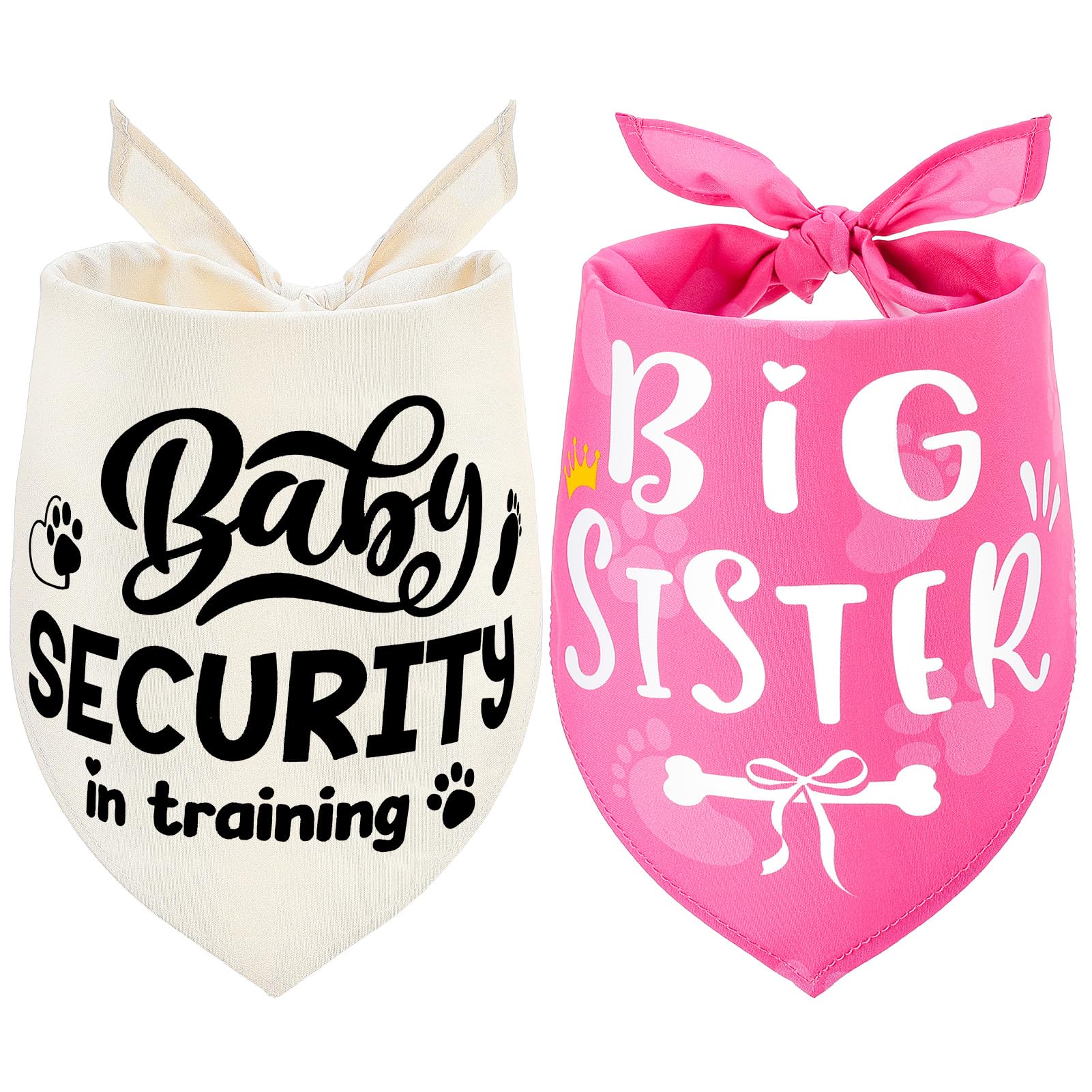 Set di 2 fazzoletti da collo per cani di piccola taglia media e grande, rosa e beige