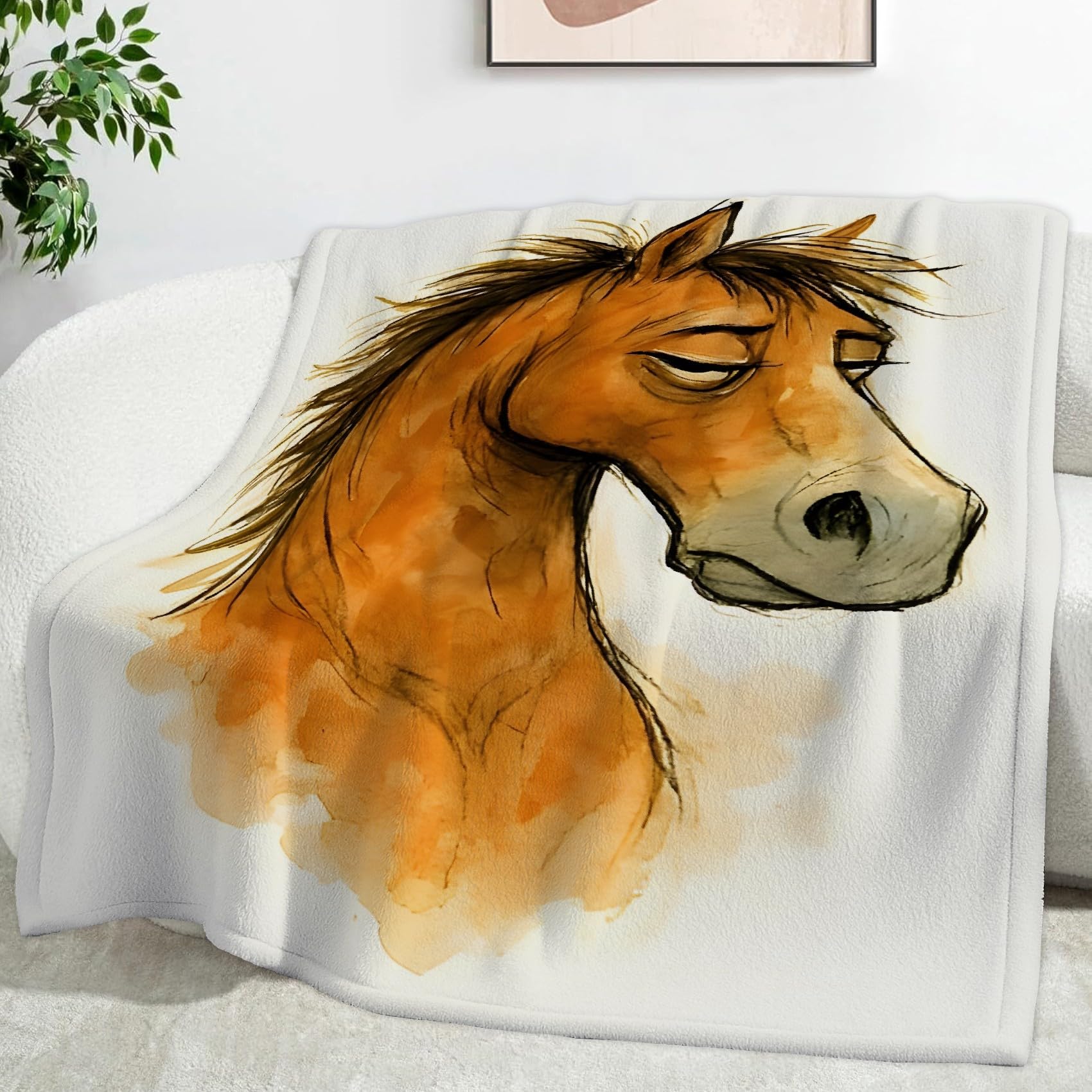 Plaid polaire cheval paresseux pour des soirées cocooning confortables au salon