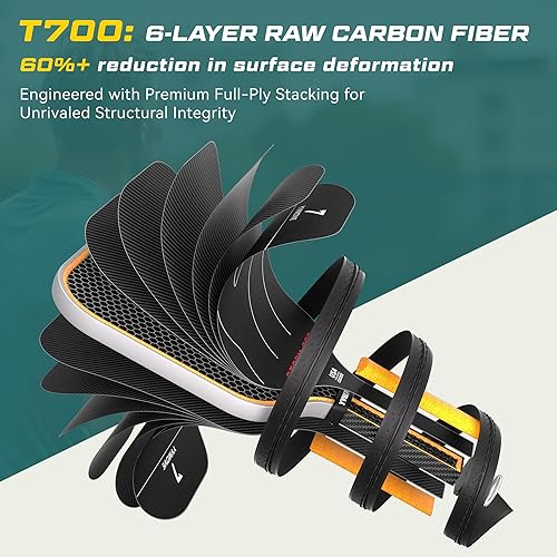 Miniatura 2 de Pickleball Paddle with T700 Raw Carbon Fiber Surface & 16mm STR-Core Power Polymer Core, Premium Pickle Ball Racket Designed for Ultimate Spin &