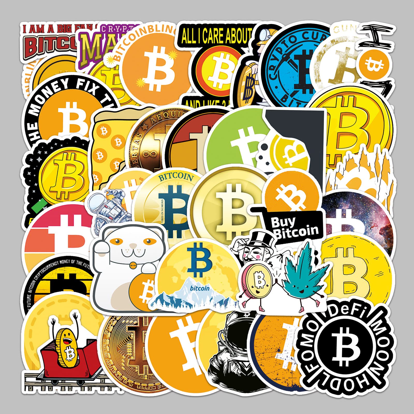 AYODPE Bitcoin Stickers, Vinyl Waterproof Sticker for DIY Laptop Luggage  Fridge Skateboard Car Motorcycle Bicycle Phone Decor Graffiti Sticker,  Digital Currency Stickers Set of 50 : Amazon.co.uk: Sports & Outdoors