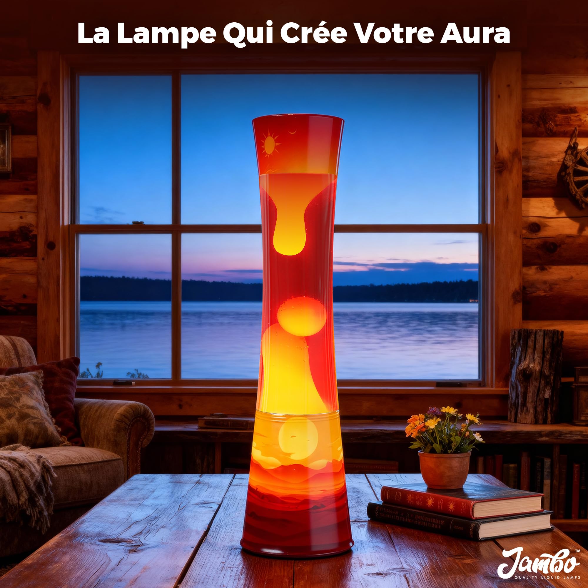 Jambo Lampe à mouvement liquide 15,5" Sunset – Lampe décorative relaxante pour salon chambre veilleuse